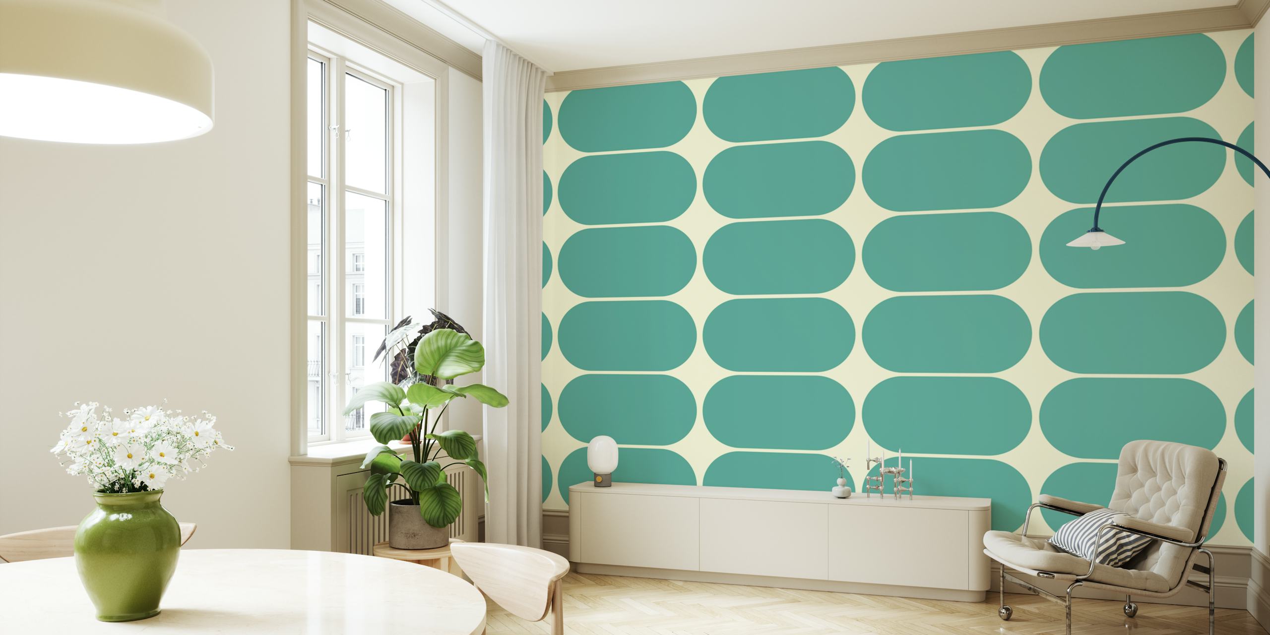 Papel pintado Mid-Century Pebbles Abstract en una habitación